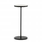 Side Table 33X33X83 Marble White Metal Black
