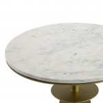 Side Table 50X50X58 Marble White Metal Golden