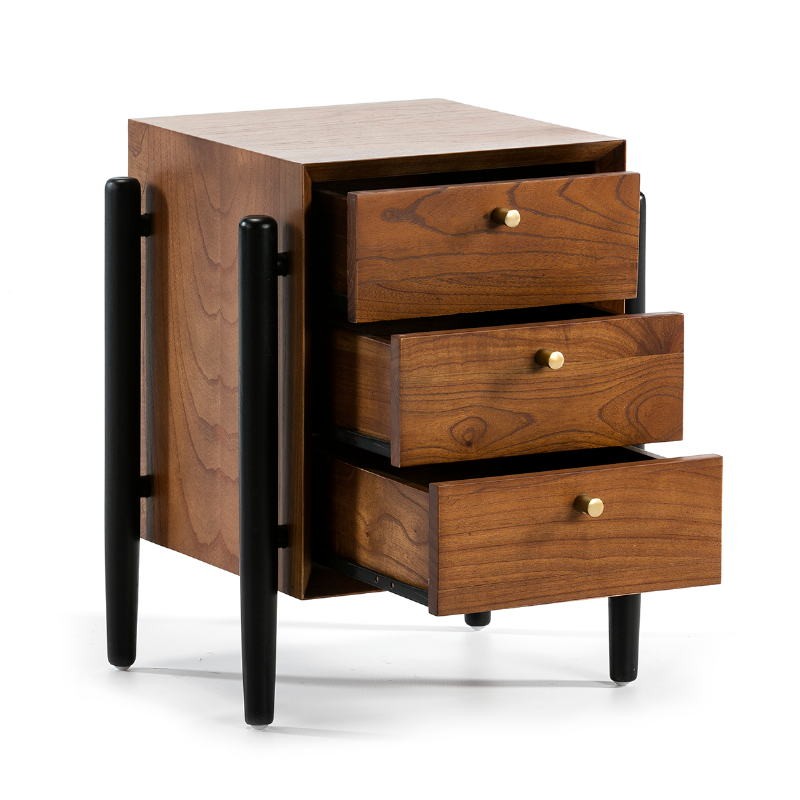 Bedside Table 3 Drawers 50X40X61 Wood Brown Black - image 51774