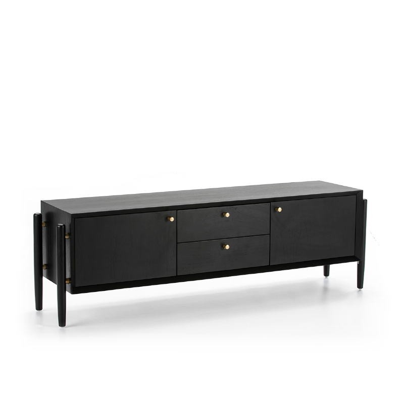 Tv Furniture 2 Doors 2 Drawers 160X40X50 Wood Black - image 51783