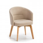 Chair 61X59X78 Wood Natural Fabric Beige