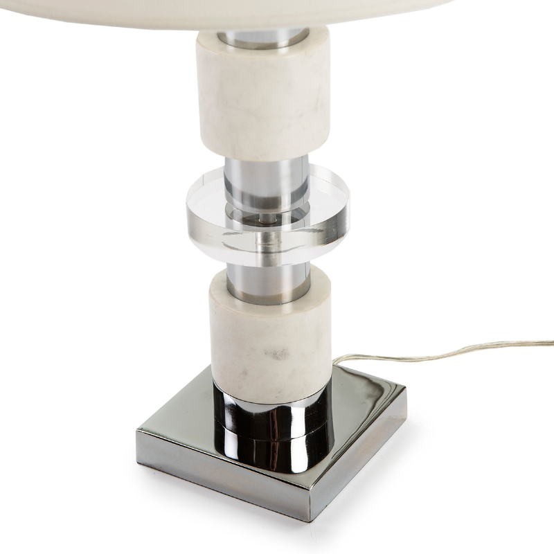 Table Lamp Without Lampshade 13X13X40 Methacrylate Marble White Metal Silver - image 51872