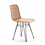 Chair 55X43X84 Metal Black Wicker Natural