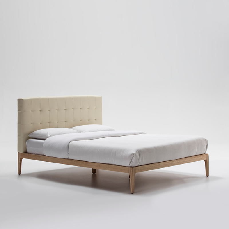 Bed 158X205X106 Ash Wood P.Leather Beige - image 51929