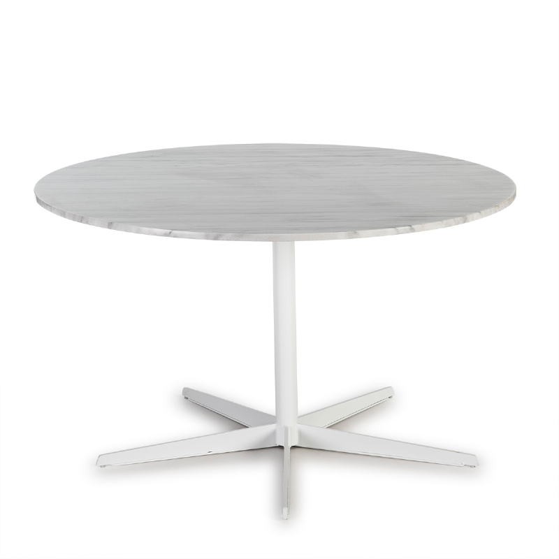 Table à Manger 125x125x75 Marbre Blanc Métal Blanc - image 52056