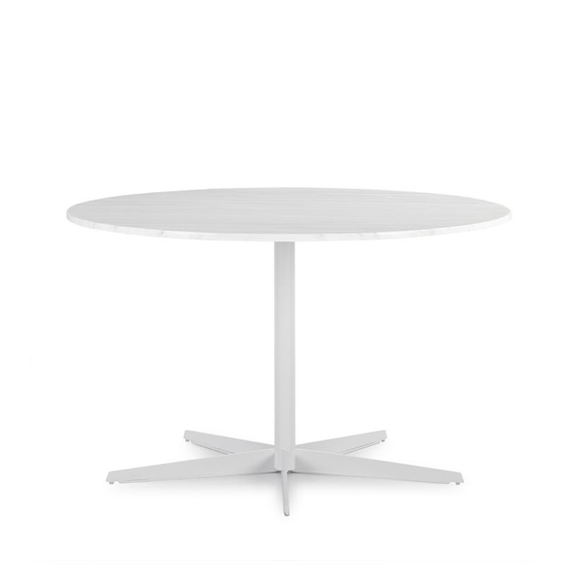 Table à Manger 125x125x75 Marbre Blanc Métal Blanc - image 52060