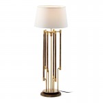 Table Lamp 22X22X60 Wood Metal Golden With Lampshade White