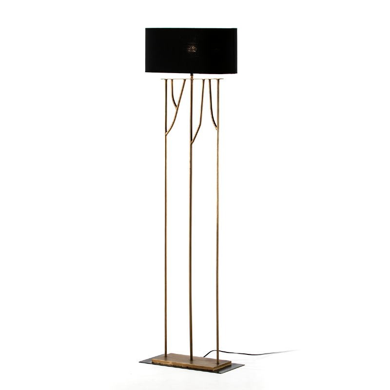 Standard Lamp 47X21X140 Metal Golden With Lampshade Black - image 52112