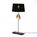 Table Lamp 30X13X53 Nacre Metal With Lampshade Black Model 2