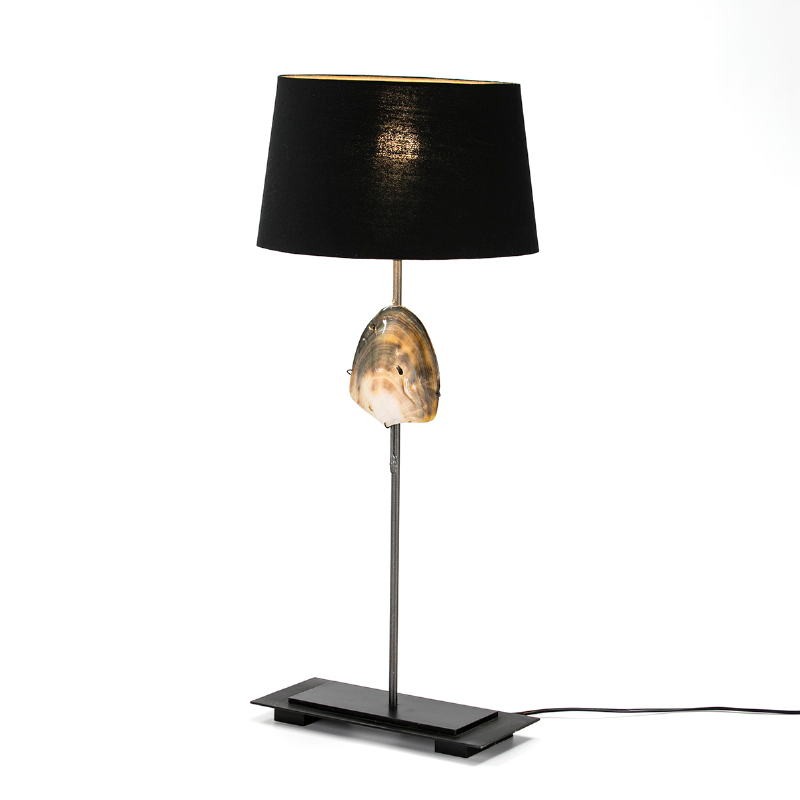 Table Lamp 30X13X53 Nacre Metal With Lampshade Black Model 2 - image 52119