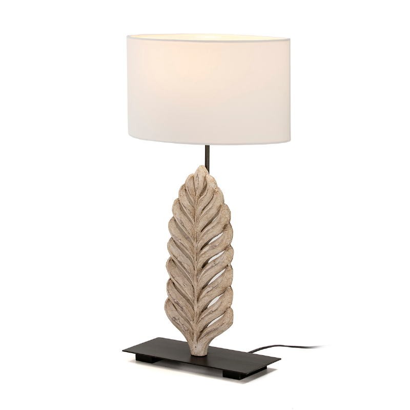 Table Lamp 30X13X46 Metal Wood White With Lampshade White - image 52136