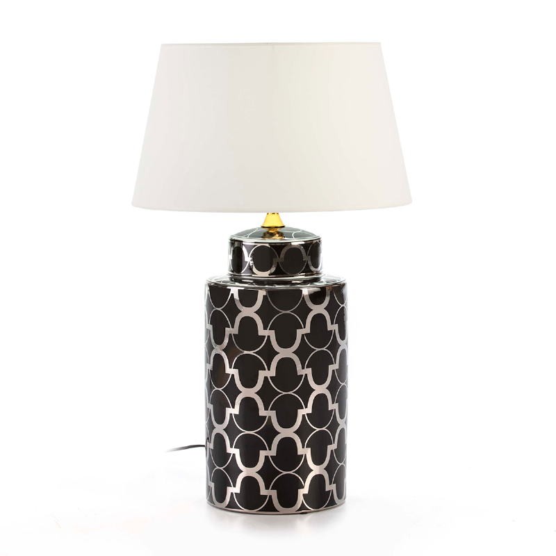Table Lamp Without Lampshade 24X24X50 Ceramic Black Silver - image 52179