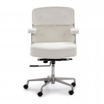 Chaise de Bureau réglable en hauteur 64x60x93 99 cm Métal Cuir Blanc