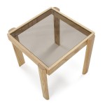 Side Table 43X41X40 Glass Smoked Wood Natural