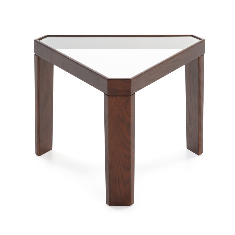 Side Table 54X47X40 Glass Wood Dark Brown - image 52194
