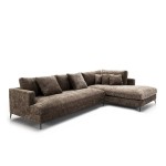 Sofa Corner 4 Seater 326X215X87 Cm Fabric Dark Brown