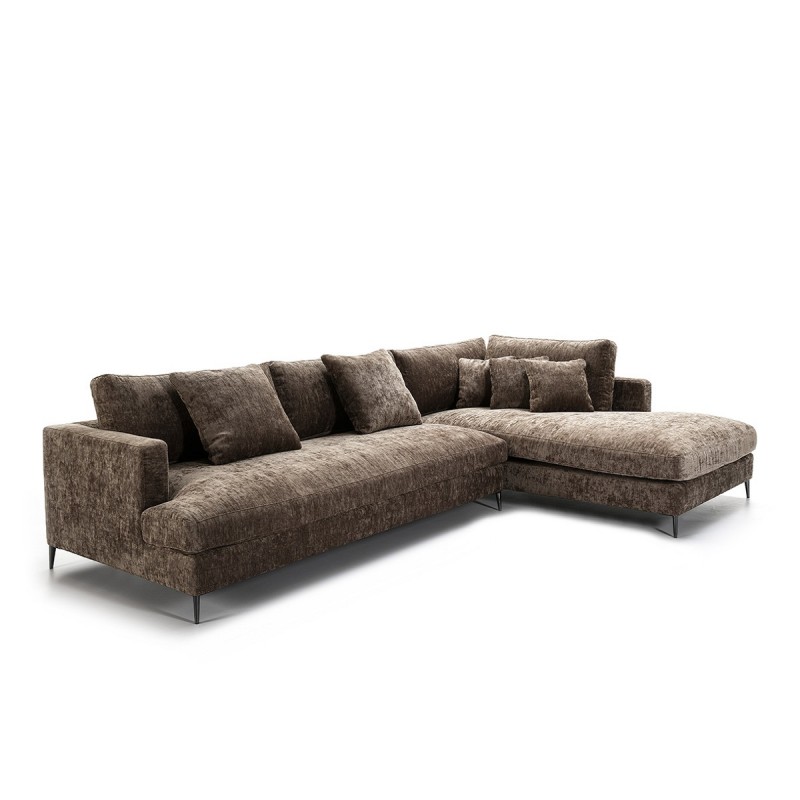 Sofa Corner 4 Seater 326X215X87 Cm Fabric Dark Brown - image 52252