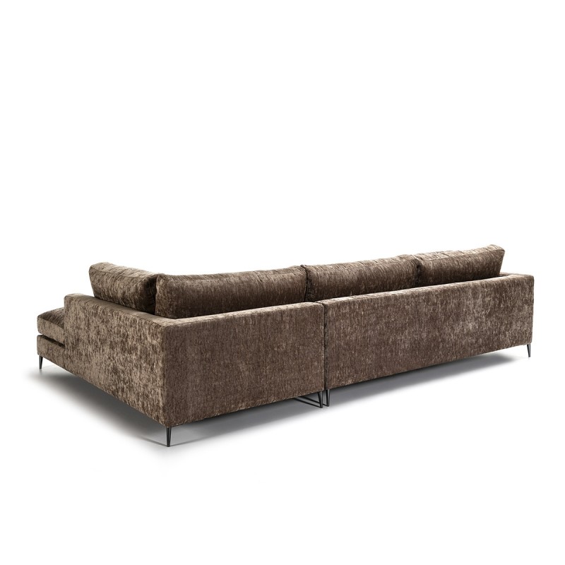 Sofa Corner 4 Seater 326X215X87 Cm Fabric Dark Brown - image 52254