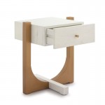 Bedside Table 51X45X61 Wood White Metal Golden