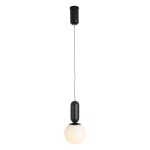 Hanging Lamp 12X12X25 Metal Black Glass White
