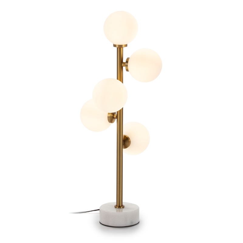 Table Lamp 22X22X61 Glass White Marble White Metal Golden - image 52359