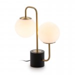 Table Lamp 38X15X40 Glass White Metal Golden Black