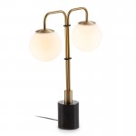 Table Lamp 45X15X55 Glass White Marble Black Metal Golden