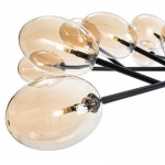 Hanging Lamp 130X130X74 Glass Amber Metal Black