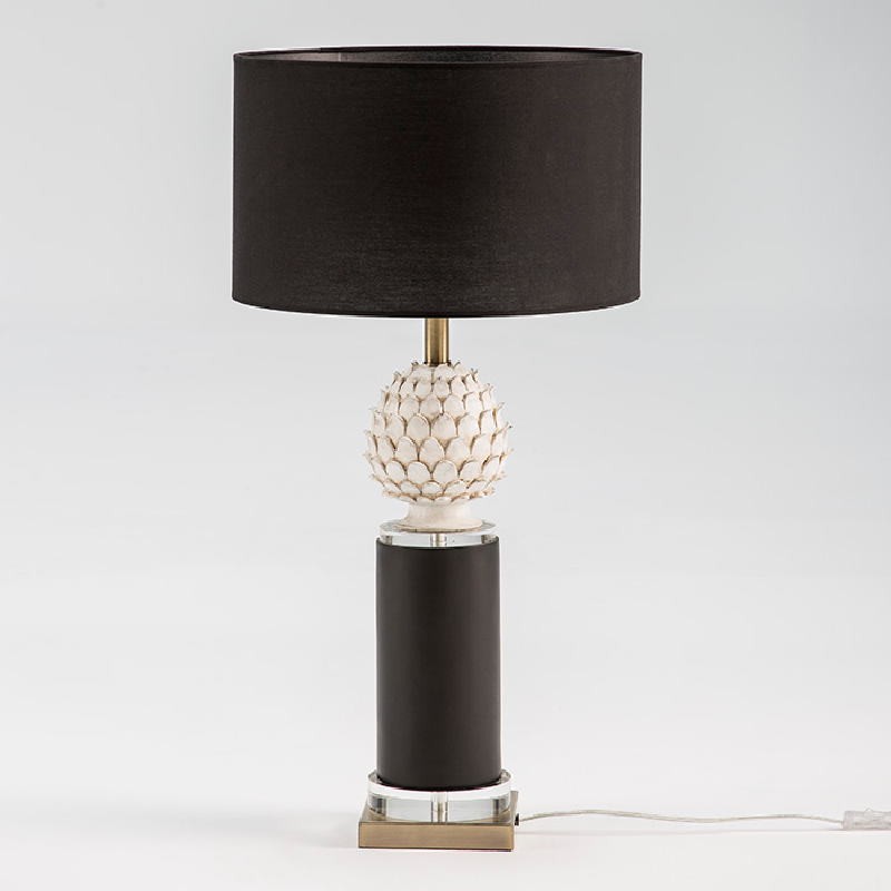 Table Lamp Without Lampshade 15X15X58 Metal Golden Ceramic Black And White