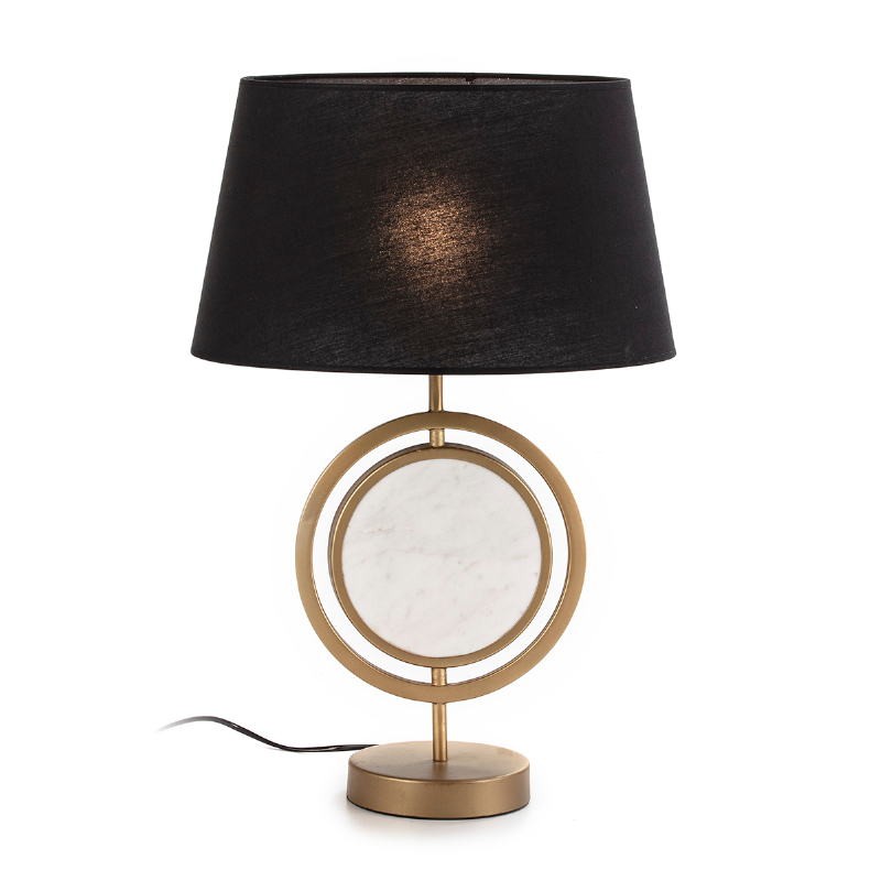 Table Lamp Without Lampshade 24X15X42 Marble White Metal Golden - image 52670