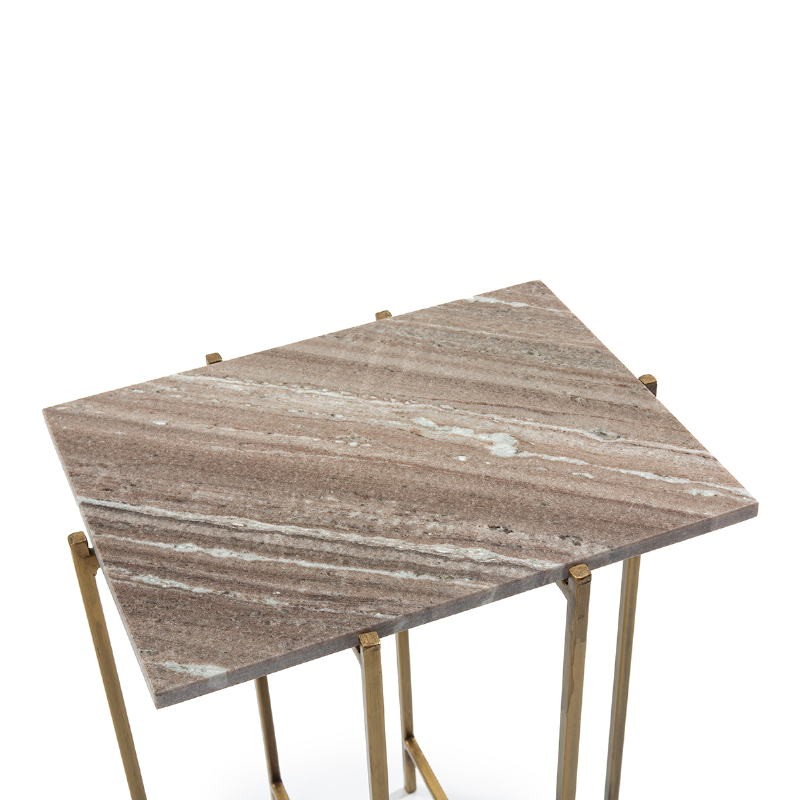 Side Table 43X35X60 Marble Metal Golden - image 52696