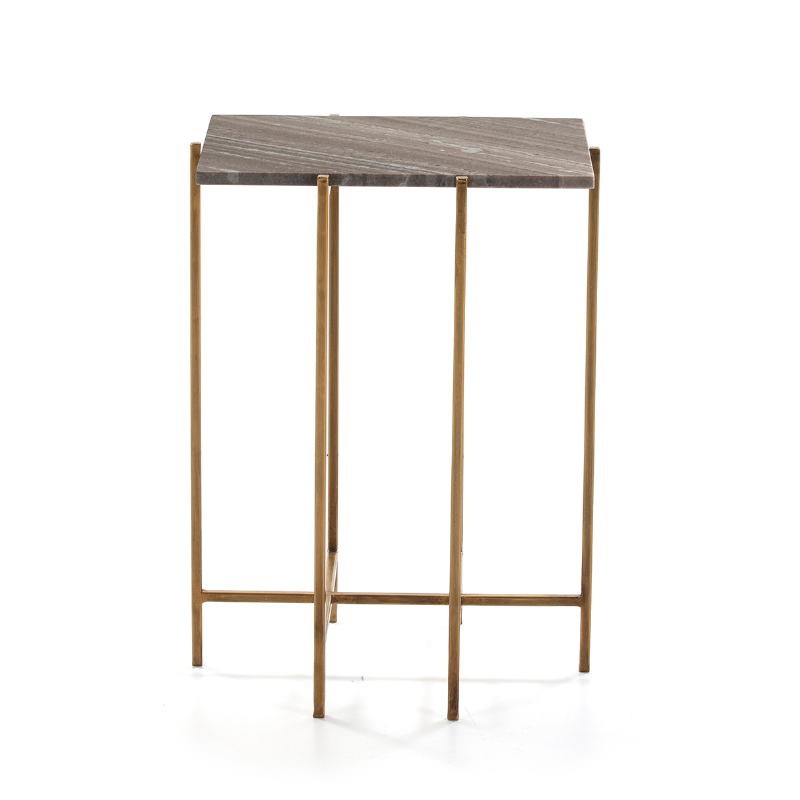 Side Table 43X35X60 Marble Metal Golden - image 52697