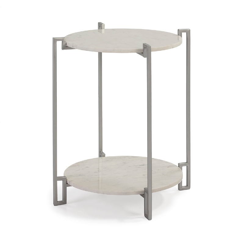 Side Table 50X50X60 Marble White Metal Silver - image 52698