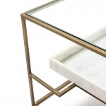 Coffee Table 111X76X45 Glass Marble White Metal Golden