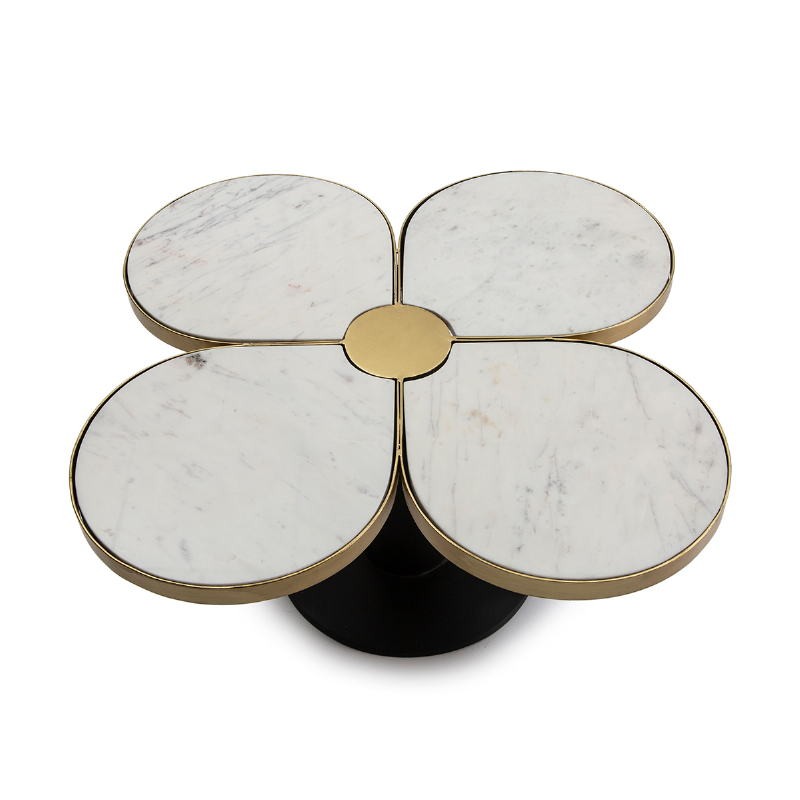 Coffee Table 62X75X37 Marble White Metal Golden Black - image 52718
