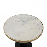 Side Table 50X50X51 Marble White Metal Golden Black