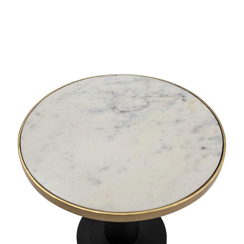 Side Table 50X50X51 Marble White Metal Golden Black - image 52720