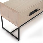 Tv Furniture 2 Drawers 140X45X55 Wood Natural Metal Black