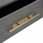 Nachttisch 2 Schubladen 50X45X54 Holz Grau/Metall Golden Modell 2