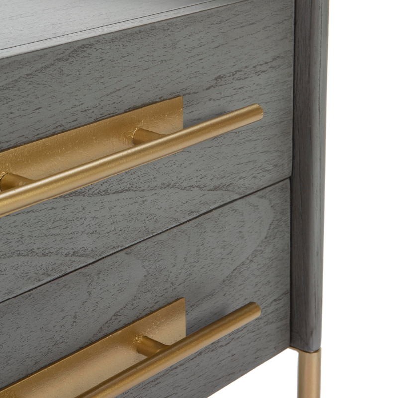 Bedside Table 2 Drawers 50X45X54 Wood Grey Metal Golden Model 2 - image 52868