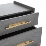 Chest Of Drawers 120X45X93 Wood Grey Metal Golden
