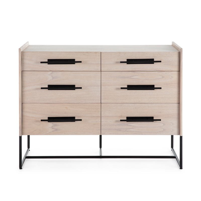 Chest Of Drawers 120X45X93 Wood Natural Metal Black - image 52883