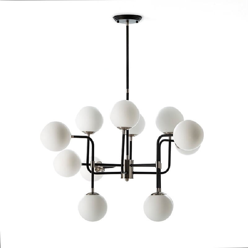 Hanging Lamp With Lampshade 70X90X100 Metal Black-Nickel Glass White