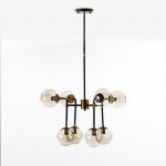 Hanging Lamp With Lampshade 75X75X100 Metal Black-Golden Glass Amber