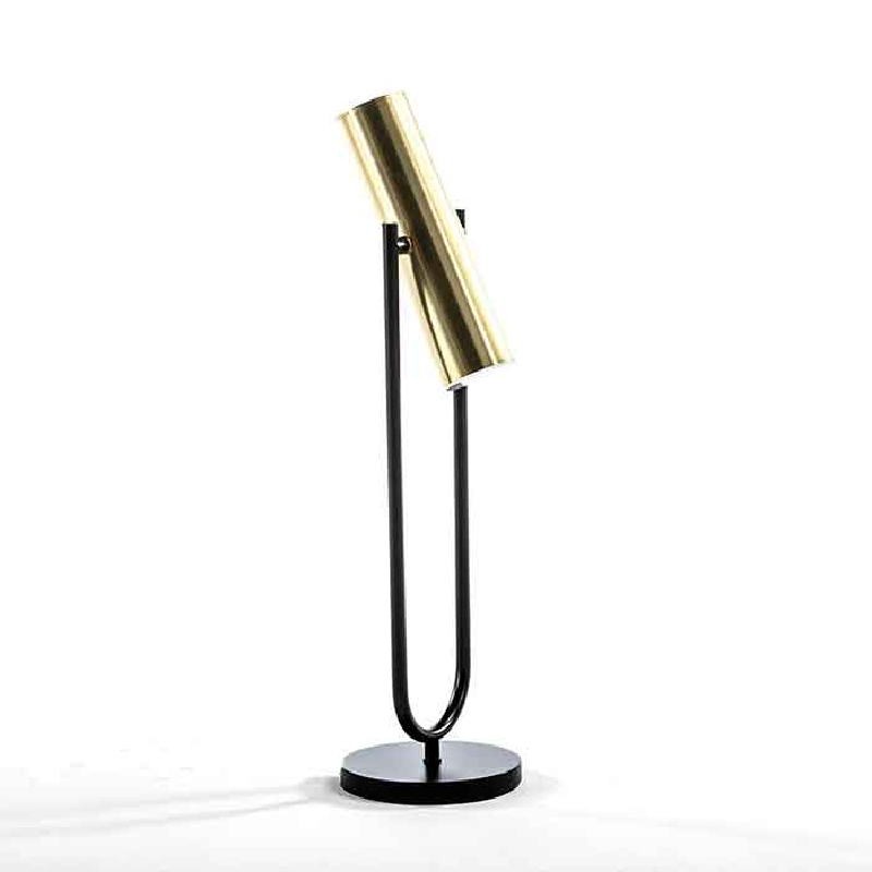 Lampada Da Tavolo Con Paralume 14X53 Metallo Oro Nero