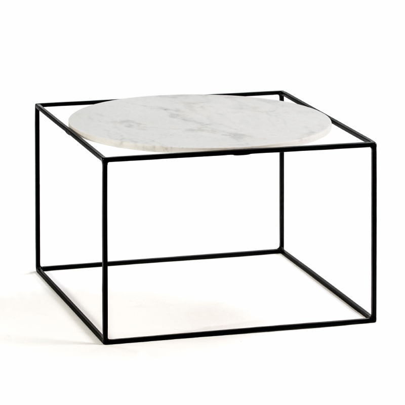 Side Table 60X60X40 Metal Marble Black White - image 52983