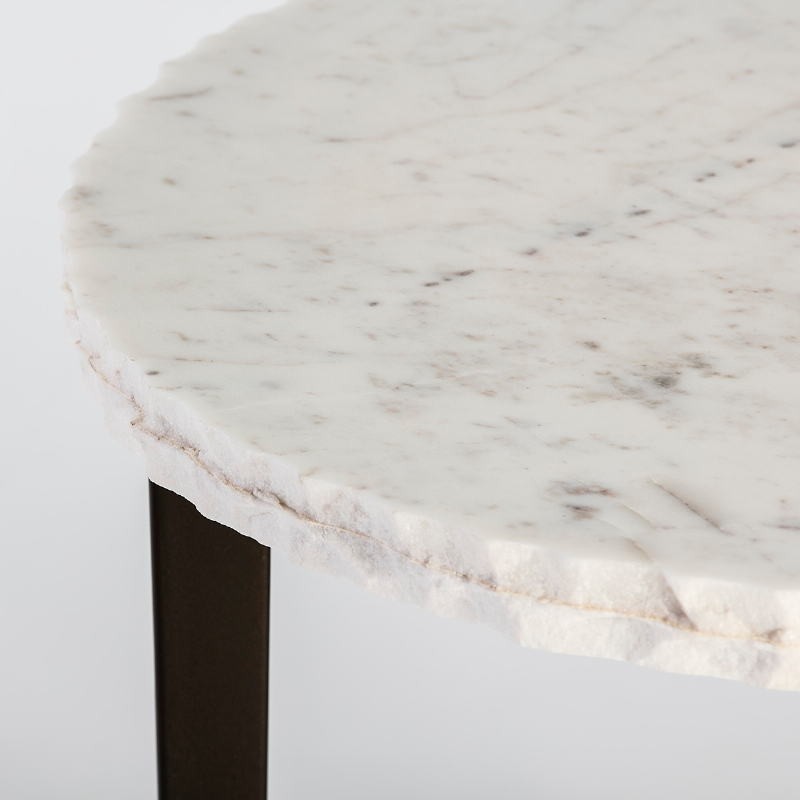 Auxiliary Table 51X51X56 Metal Golden Marble White - image 53003