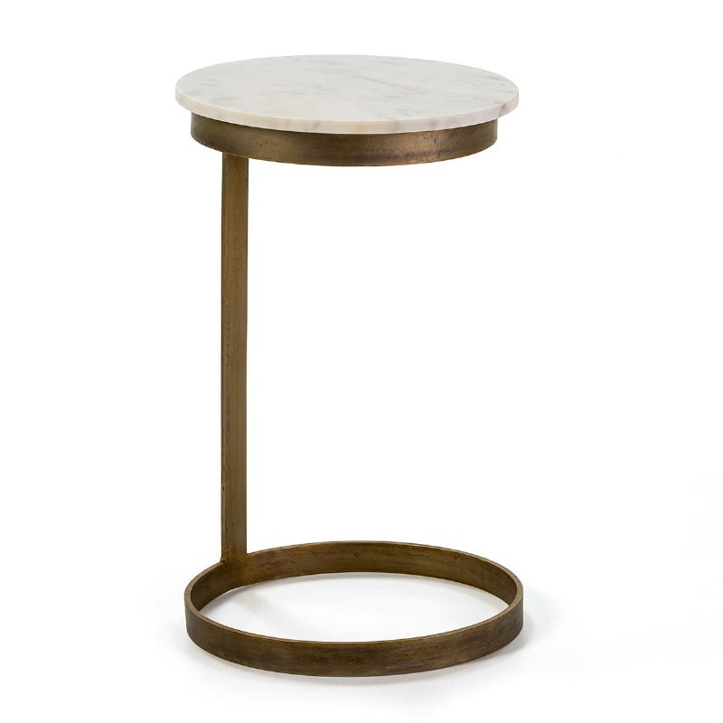 Auxiliary Table 40X65 Metal Golden Marble White