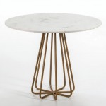 Dining Room Table 95X75 Metal Golden Marble White