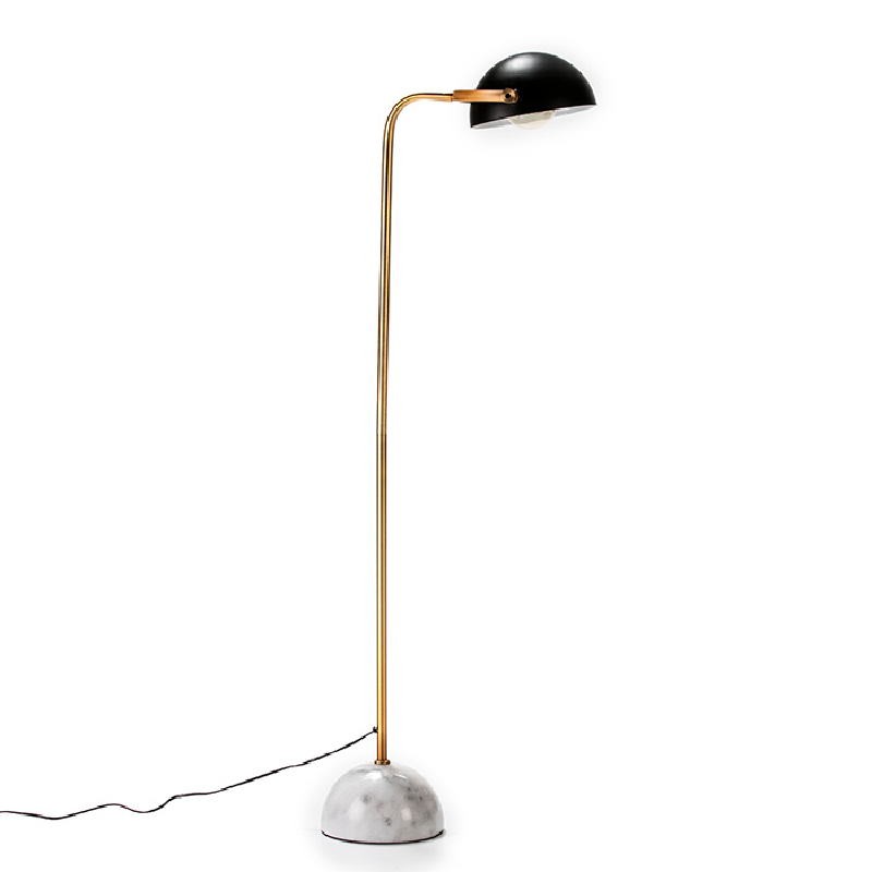 Standard Lamp With Lampshade 32X38X145 Marble White Metal Golden Black - image 53018